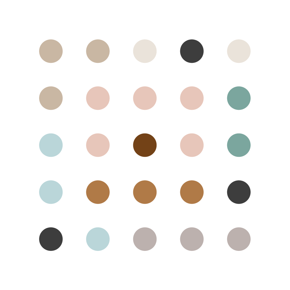 Graphic of a grid of dots in various colors
